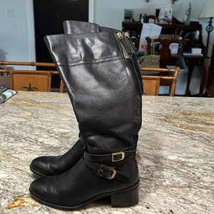 Franco Sarto Black leather wide calf Knee high boots